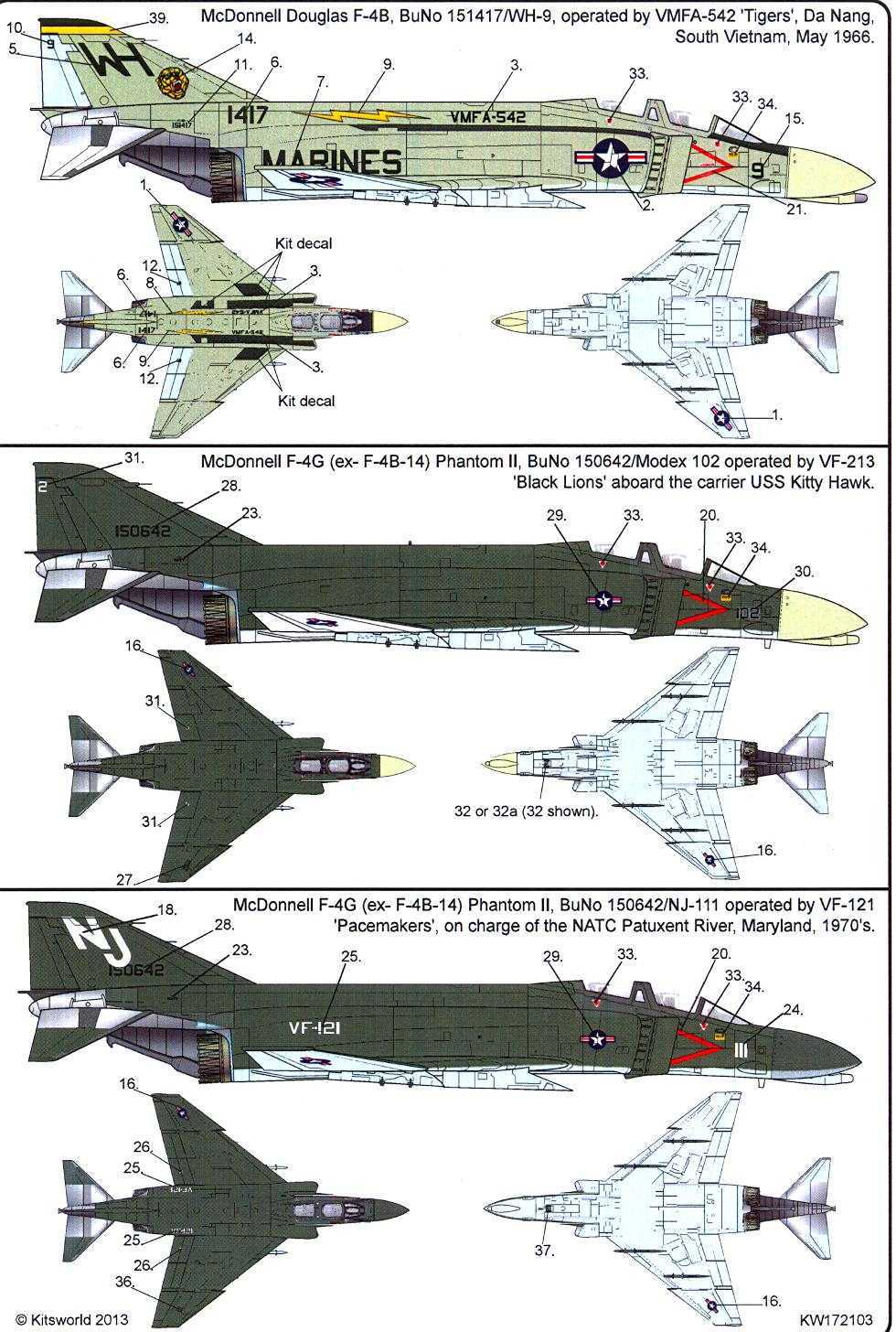 Kits World Decals Mcdonnell Douglas F Phantom Ii Part